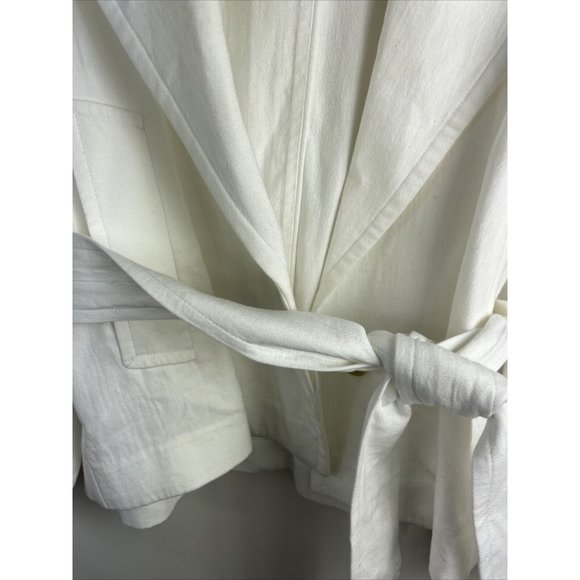 Vince Women's Size L White Belted Cropped Jacket Soft Cotton Long Sleeve NWT 495 - Picture 9 of 12